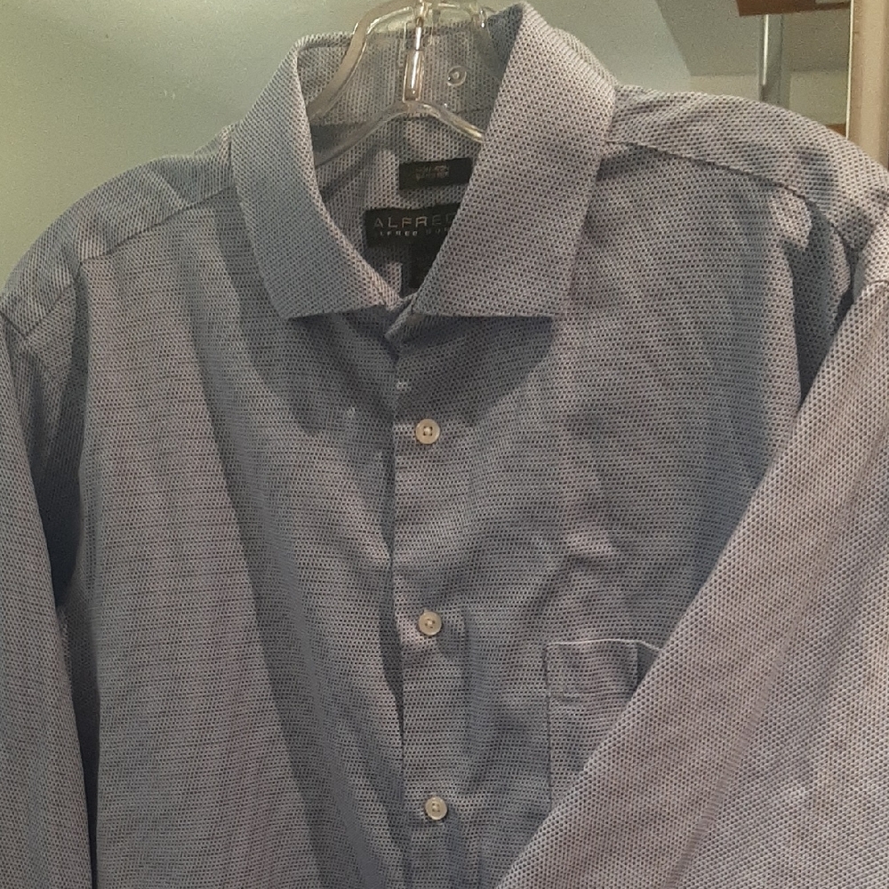 Alfred/ALFRED SUNG 100%COTTON NON-IRON Sky Blue Button-Up Shirt SZ 17 34/35